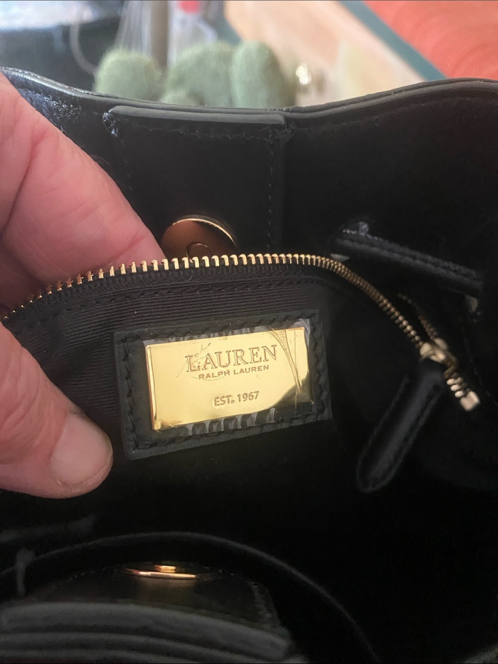 Lauren Ralph Lauren Fair Isle Black Suede Andie Drawstring Bucket Bag - Picture 10 of 16